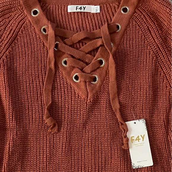 F4Y • NWT Lace-Up Front Sweater - Picture 4 of 4
